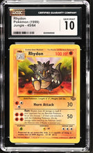 Load image into Gallery viewer, CGC GEM 10 Rhydon Jungle Unlimited (Graded Card)