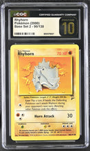 Load image into Gallery viewer, CGC PRISTINE 10 Rhyhorn Base Set 2 (Graded Card)