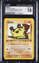 Load image into Gallery viewer, CGC GEM 10 Rocket Mankey 1st Edition (Graded Card)