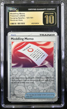 Load image into Gallery viewer, CGC PRISTINE 10 Meddling Memo Reverse Holo (Graded Card)