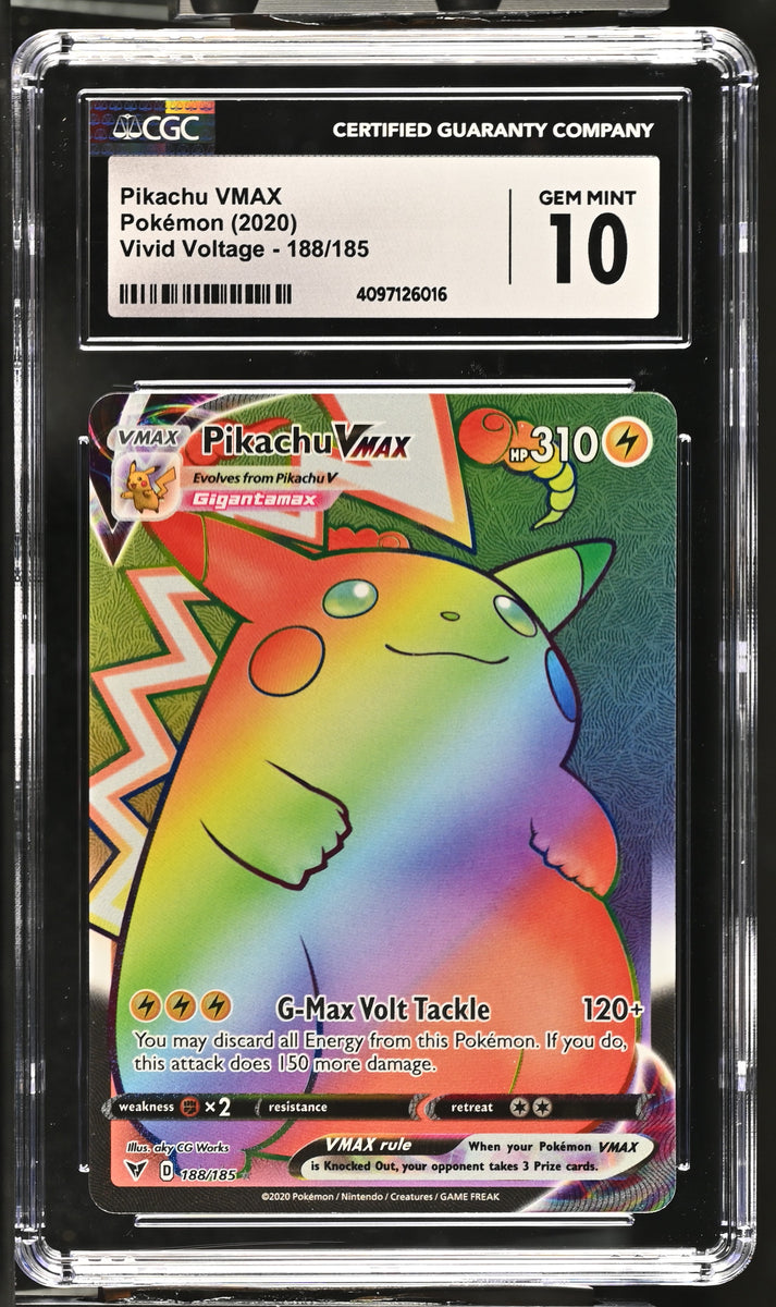 pokemon pikachu rainbow card CGC GEM 10 Pikachu VMAX Rainbow Rare (Graded Card) – Phurion