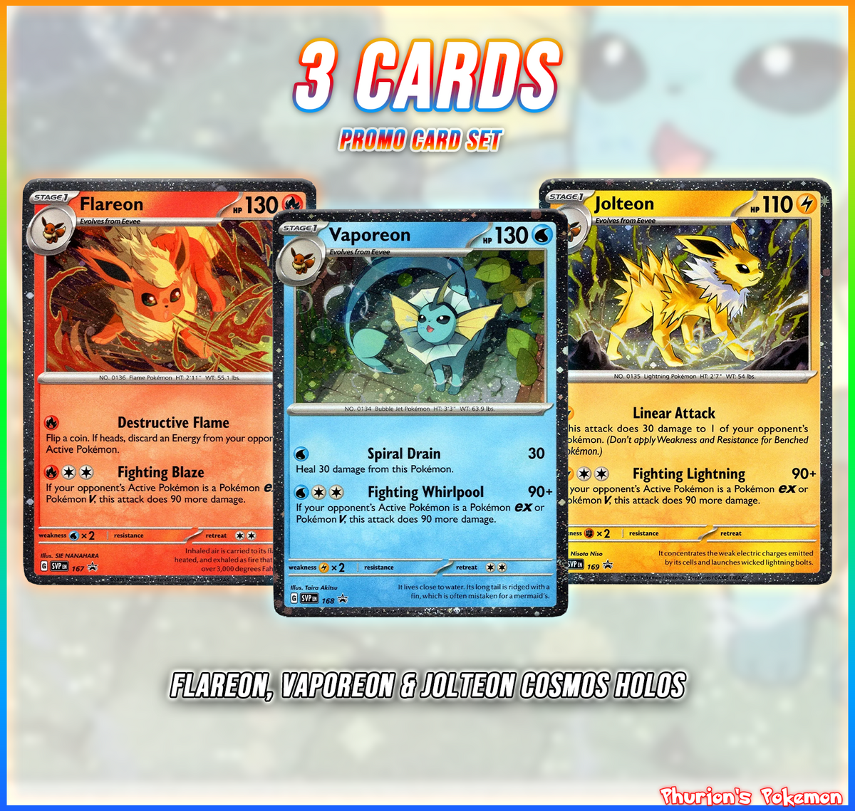 ポケモンカードセット Jolteon, Leafeon, Flareon ふ*ん様 ポケモンカードセット Jolteon, Leafeon, Flareo