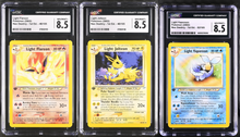 Load image into Gallery viewer, CGC 8.5 Light Jolteon, Light Flareon & Light Vaporeon 1st Edition Set (Graded Card)