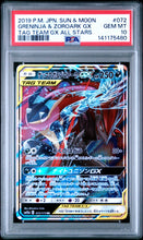 Load image into Gallery viewer, PSA 10 Japanese Greninja & Zoroark GX Tag Team (Graded Card)