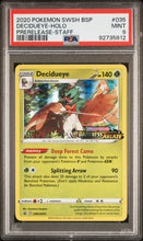 Load image into Gallery viewer, PSA 9 Decidueye STAFF Prerelease Promo (Graded Card)
