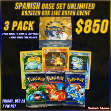 Load image into Gallery viewer, VINTAGE BOX BREAK EVENT 12/29 - SPANISH Base Set Unlimited (Personal Break)