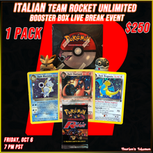 Load image into Gallery viewer, VINTAGE BOX BREAK EVENT 10/6 - ITALIAN Team Rocket Unlimited (Personal Break)