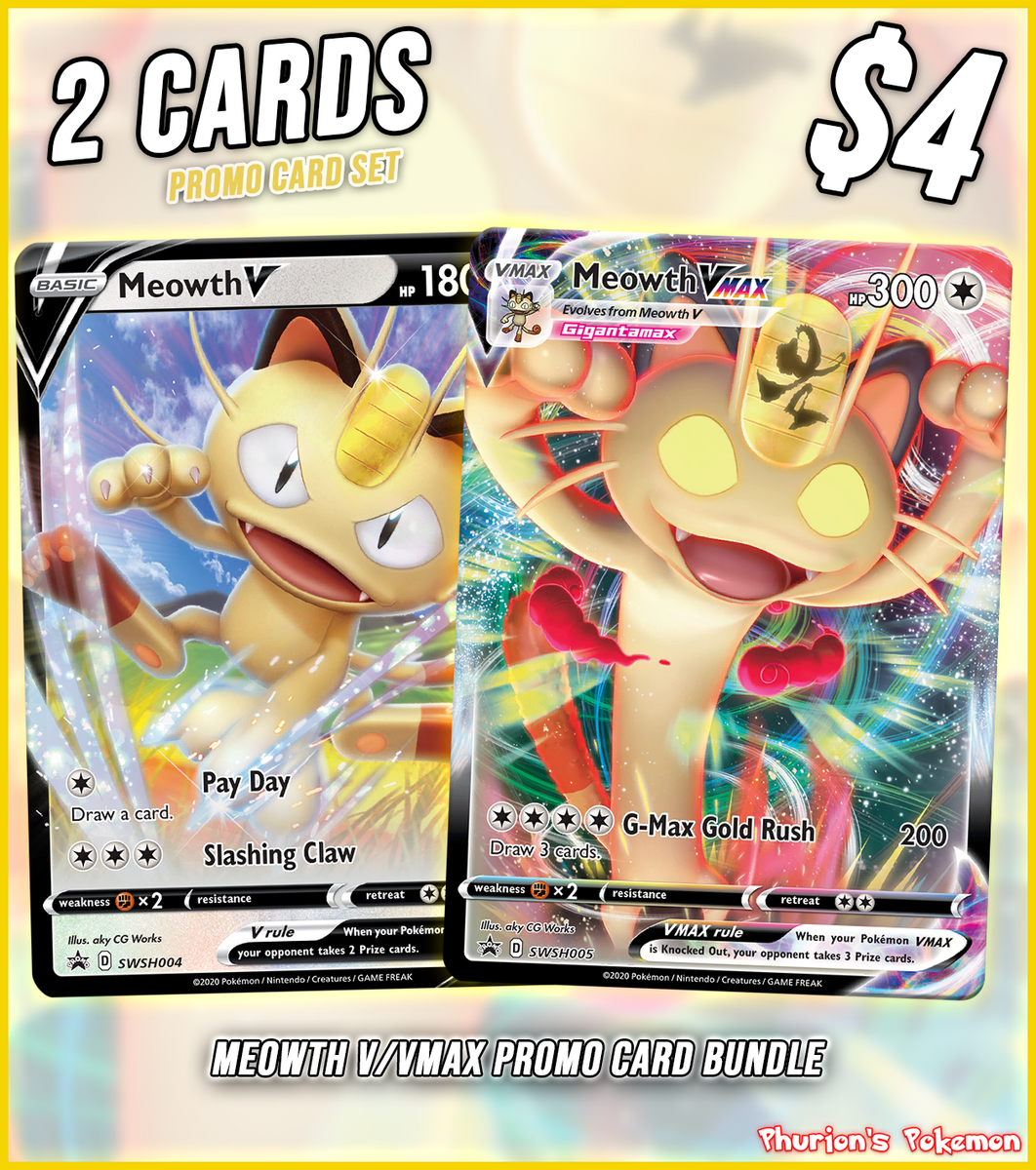 Meowth V/VMAX Promo Card Bundle (Singles) (Promos) – Phurion