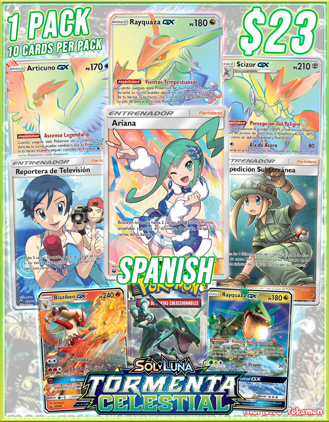 pokemon celestial storm booster pack SPANISH 1x (Personal Break) – Phurion style:Quandrix 2nd Each booster contains 10 PLAYTEST CARDS