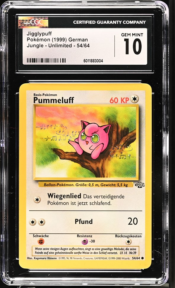jigglypuff pokemon card CGC GEM 10 German Jigglypuff (Pummeluff) (Graded Card) – Phurion