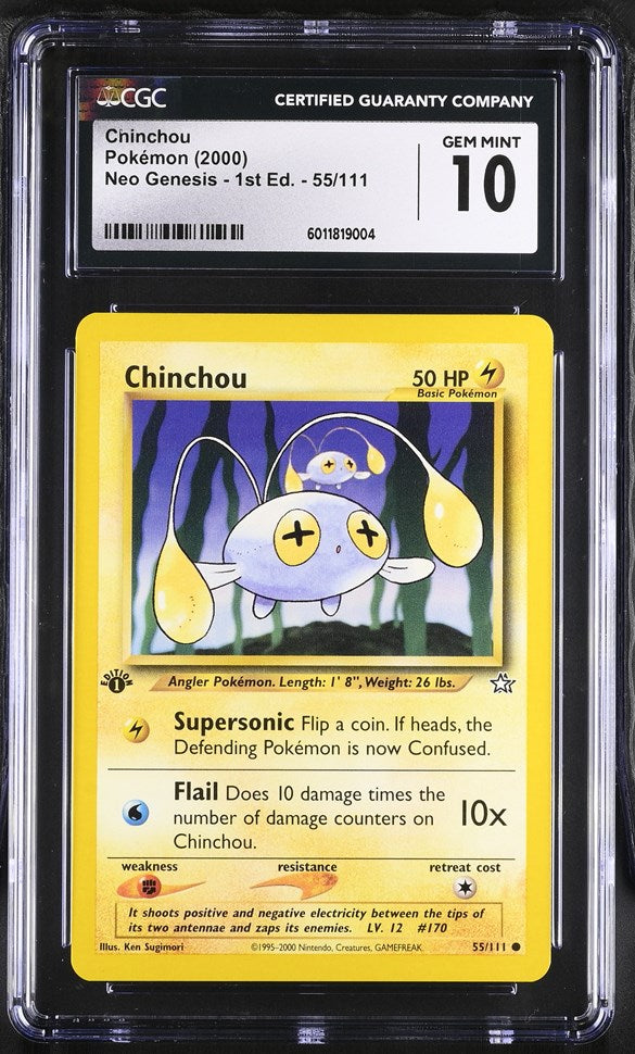 CGC GEM 10 Chinchou 1st Edition Neo Genesis (Graded Card)