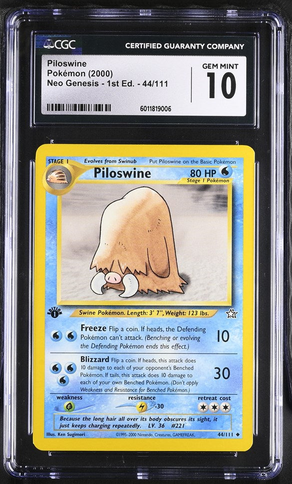 piloswine pokemon card CGC GEM 10 Piloswine 1st Edition Neo Genesis (Graded Card) – Phurion