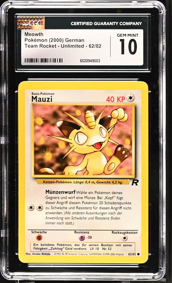 cgc pokemon cards CGC GEM 10 German Meowth (Mauzi) (Graded Card) – Phurion
