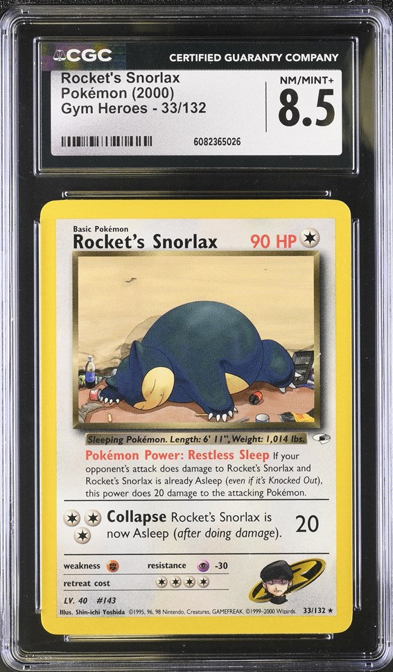 CGC 8.5 Rocket's Snorlax Rare Gym Heroes (Graded Card)