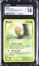 Load image into Gallery viewer, CGC GEM 10 Weedle FRLG (Graded Card)
