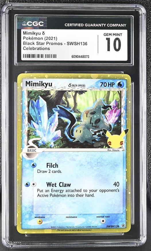 graded mimikyu card CGC GEM 10 Delta Species Holo Promo (Graded Card) – Phurion Color:Shadow Black have for your premier Pokemon Scarlet & Violet double sided