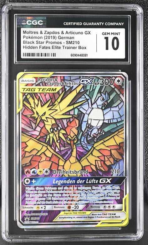 CGC GEM 10 GERMAN Moltres & Zapdos & Articuno GX Alt Art Promo