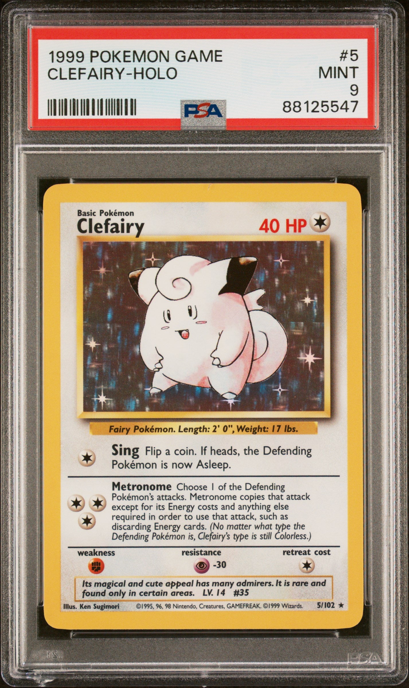 PSA 9 Clefairy Base Set Holo (Graded Card)