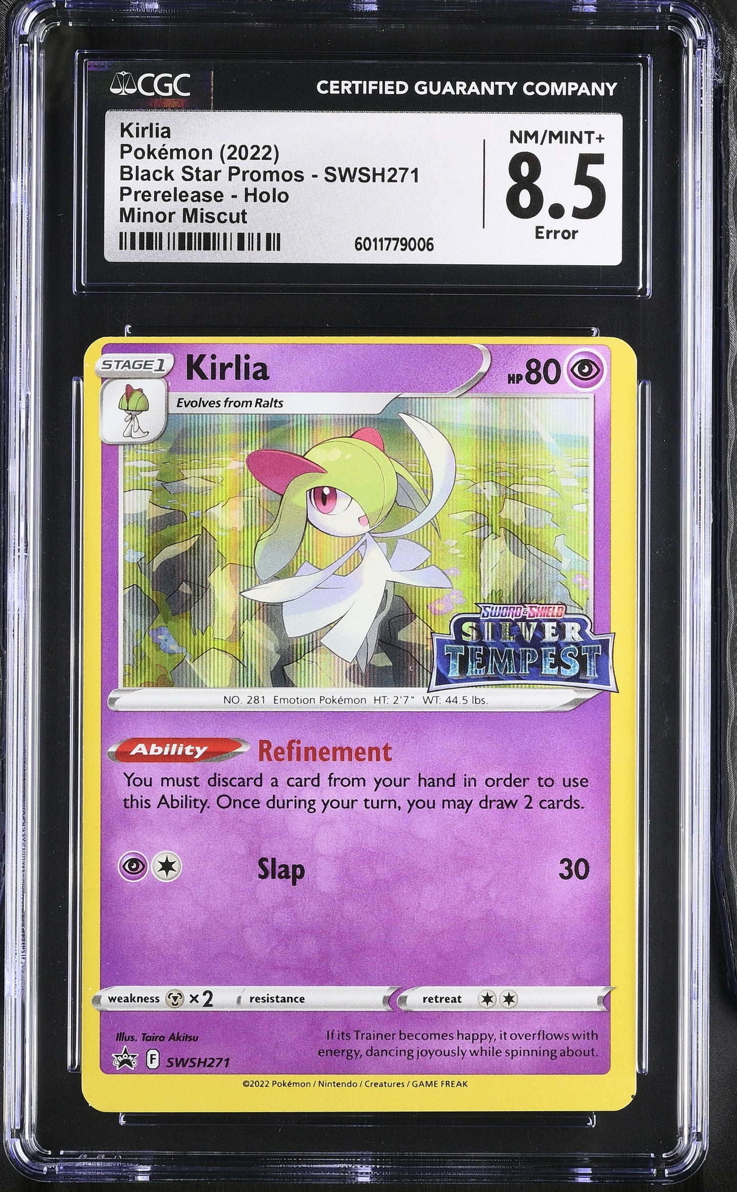 CGC 8.5 ERROR - Kirlia Prerelease Holo - Minor Miscut (Graded Card)