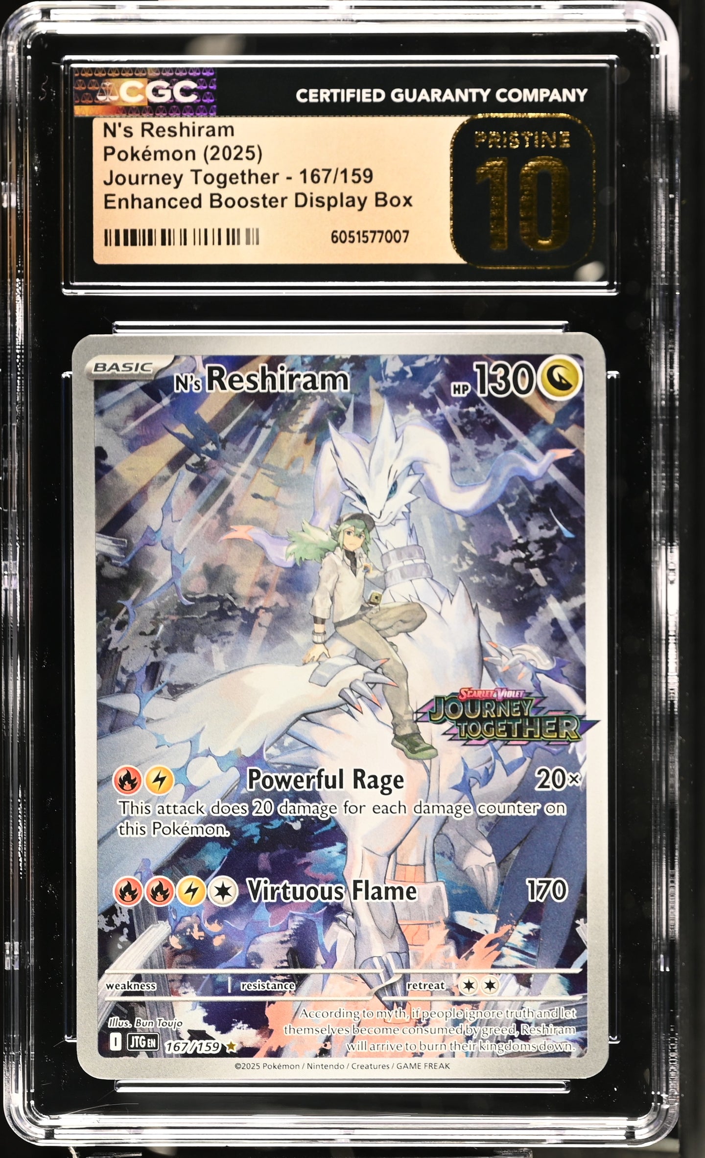 CGC PRISTINE 10 N's Reshiram Illustration Rare Stamped Promo [POP 20] (Graded Card)