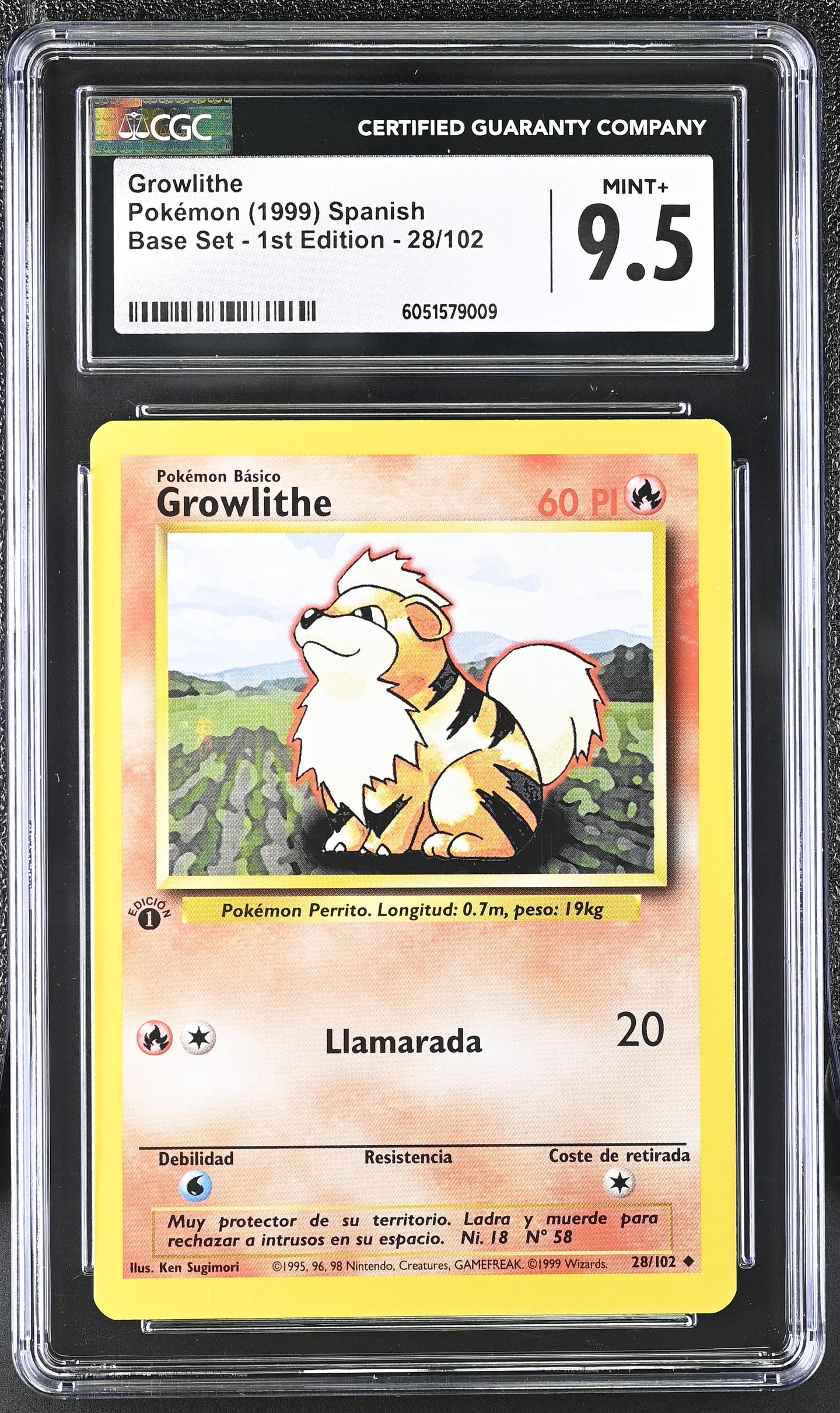 CGC 9.5 SPANISH Growlithe 1st Edition Base Set (Graded Card)