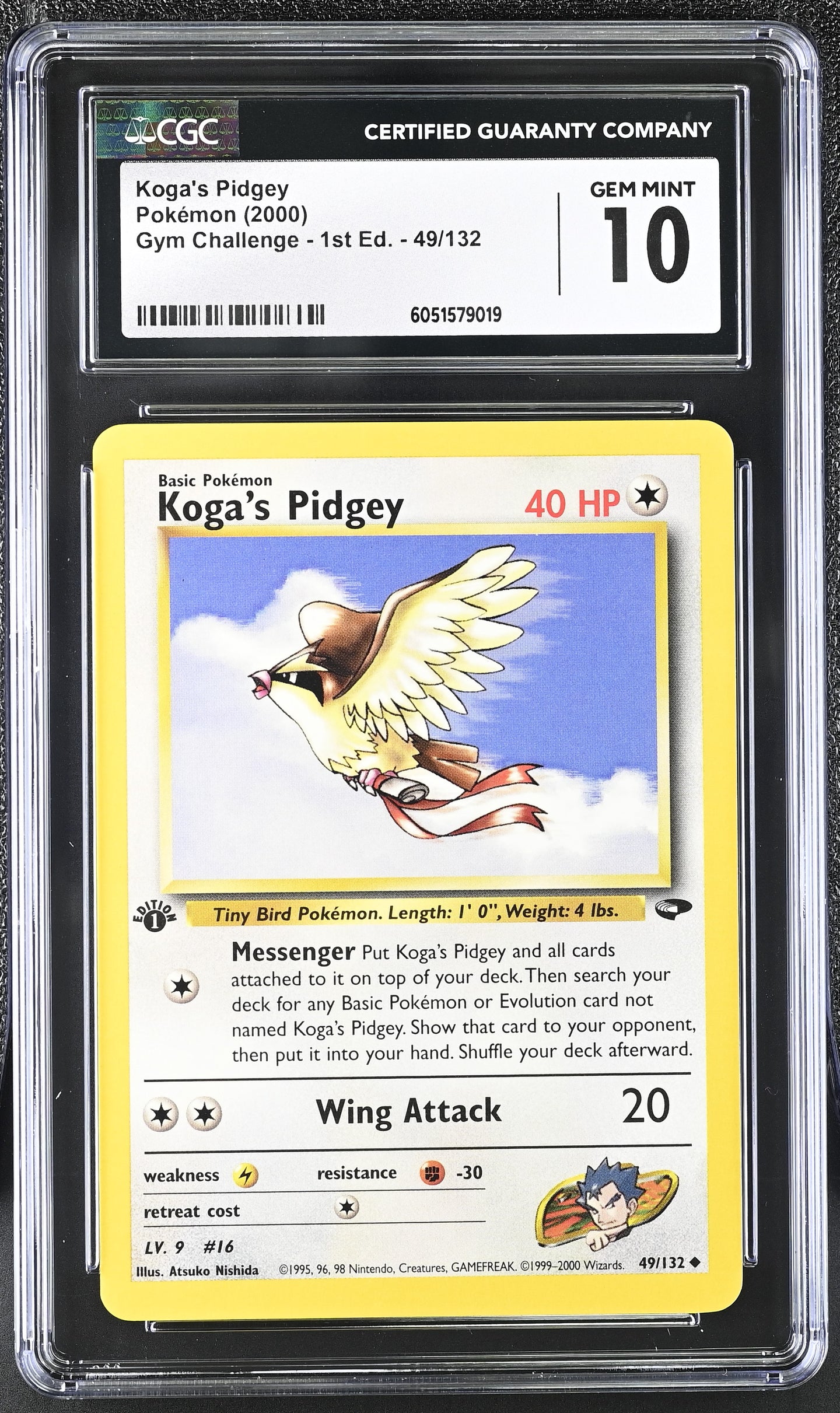 CGC GEM 10 Koga's Pidgey 1st Edition (Graded Card)