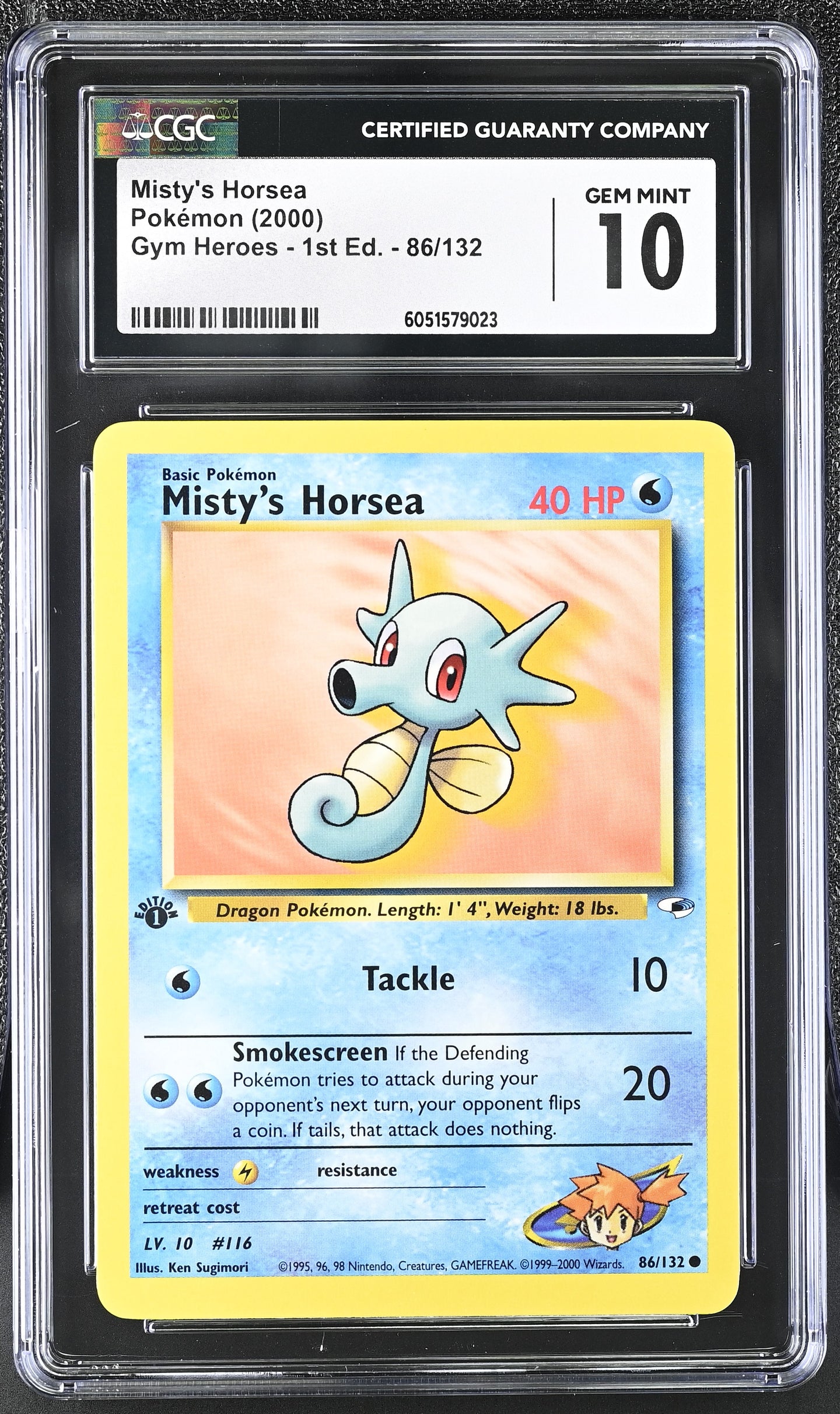 CGC GEM 10 Misty's Horsea 1st Edition (Graded Card)