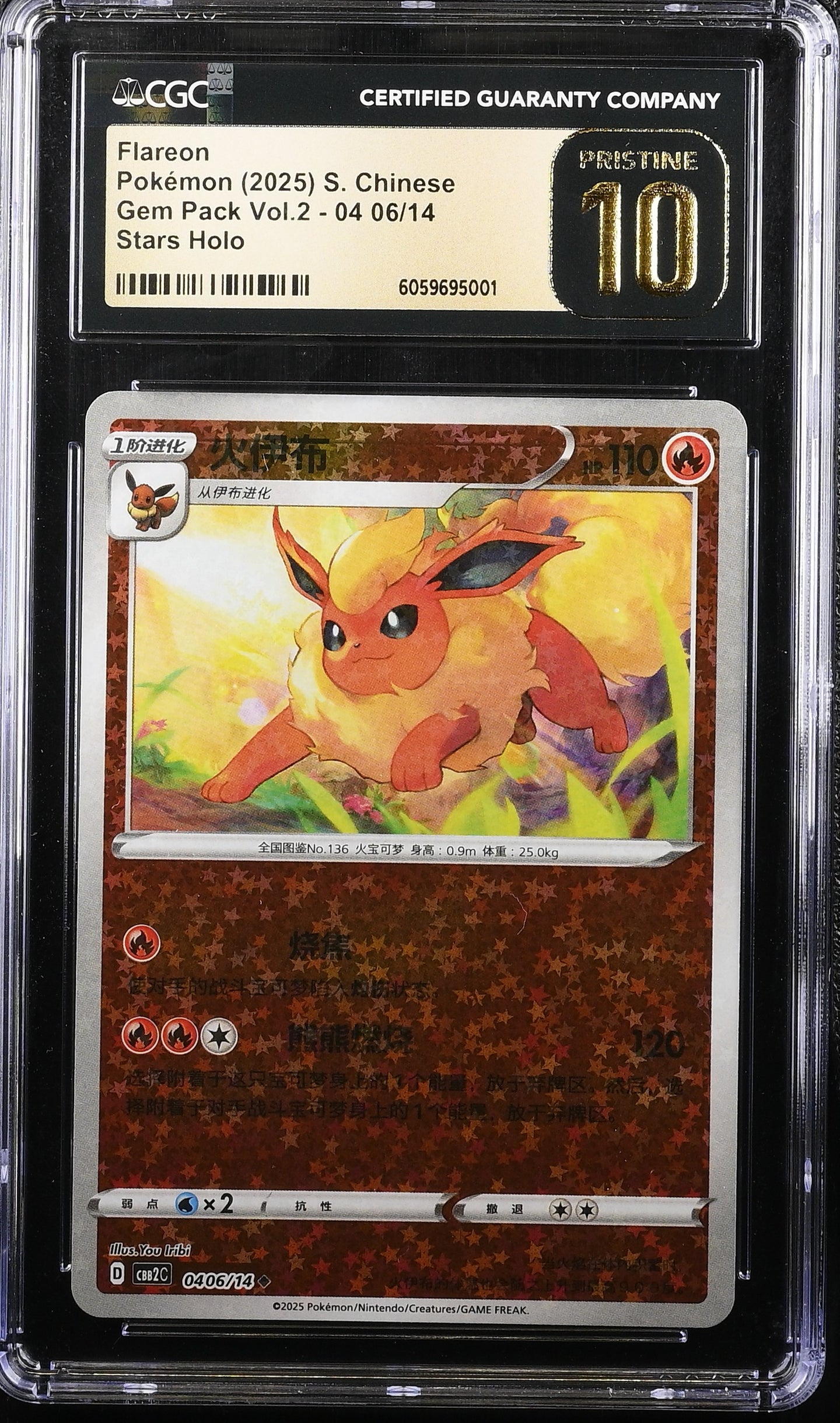 CGC PRISTINE 10 Chinese Flareon Stars Holo (Graded Card)