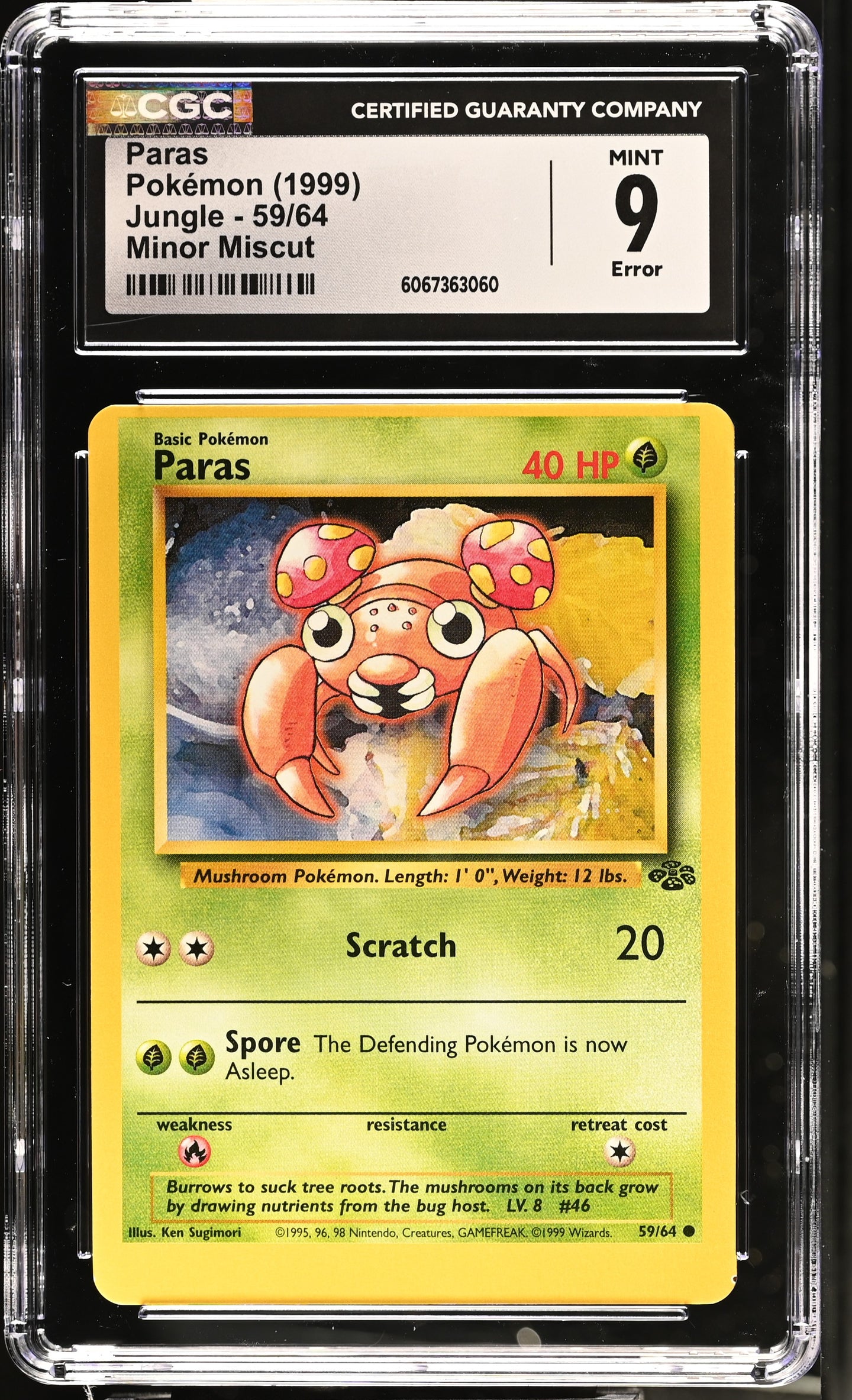 CGC 9 ERROR Paras Jungle - Minor Miscut (Graded Card)