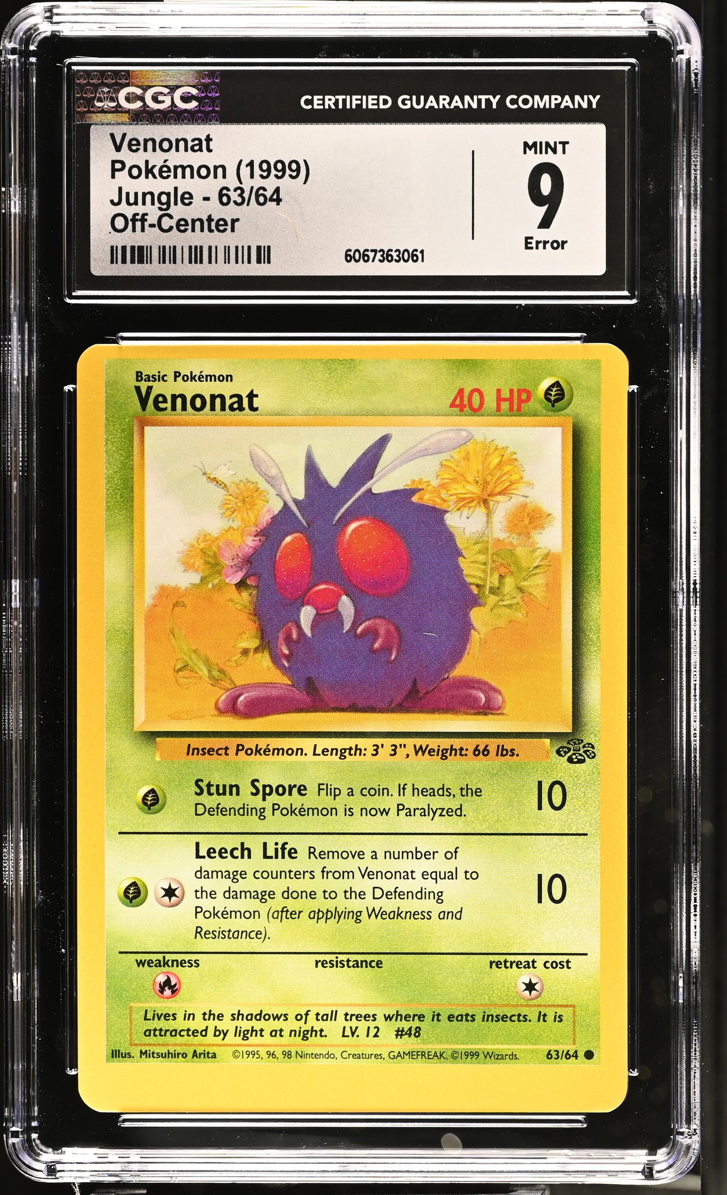 CGC 9 ERROR Venonat Jungle Off-Center (Graded Card)