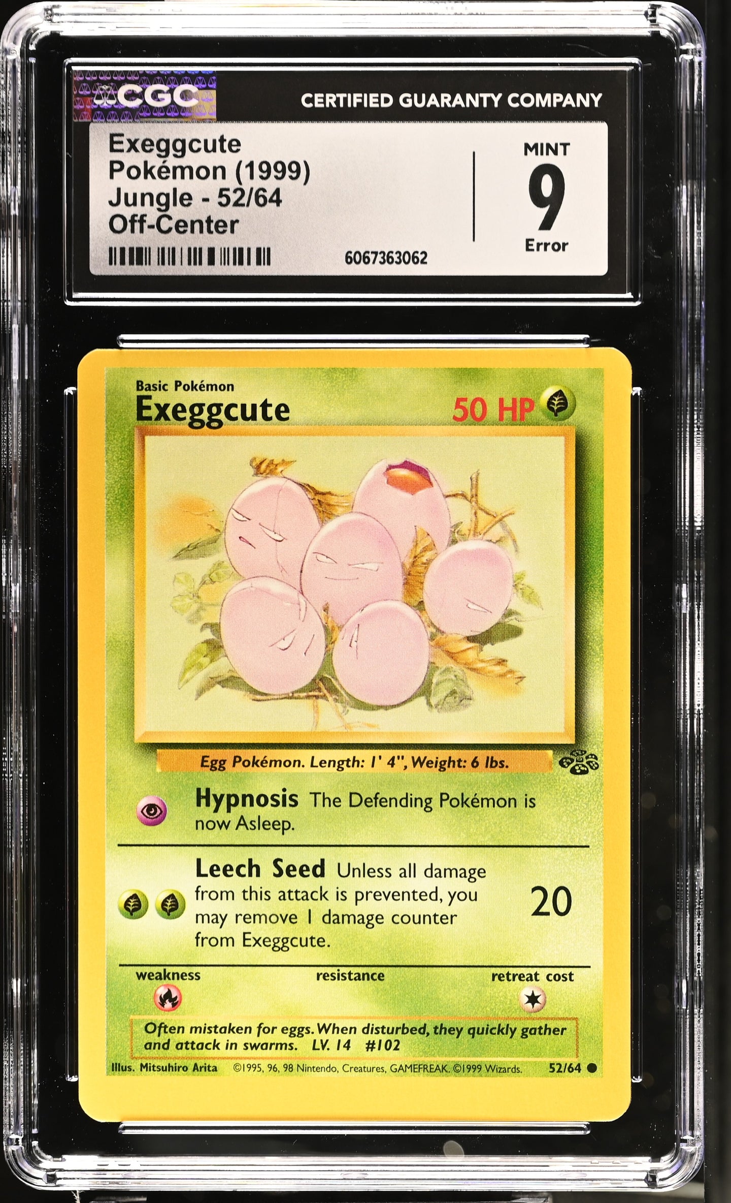 CGC 9 ERROR Exeggcute Jungle Off-Center (Graded Card)