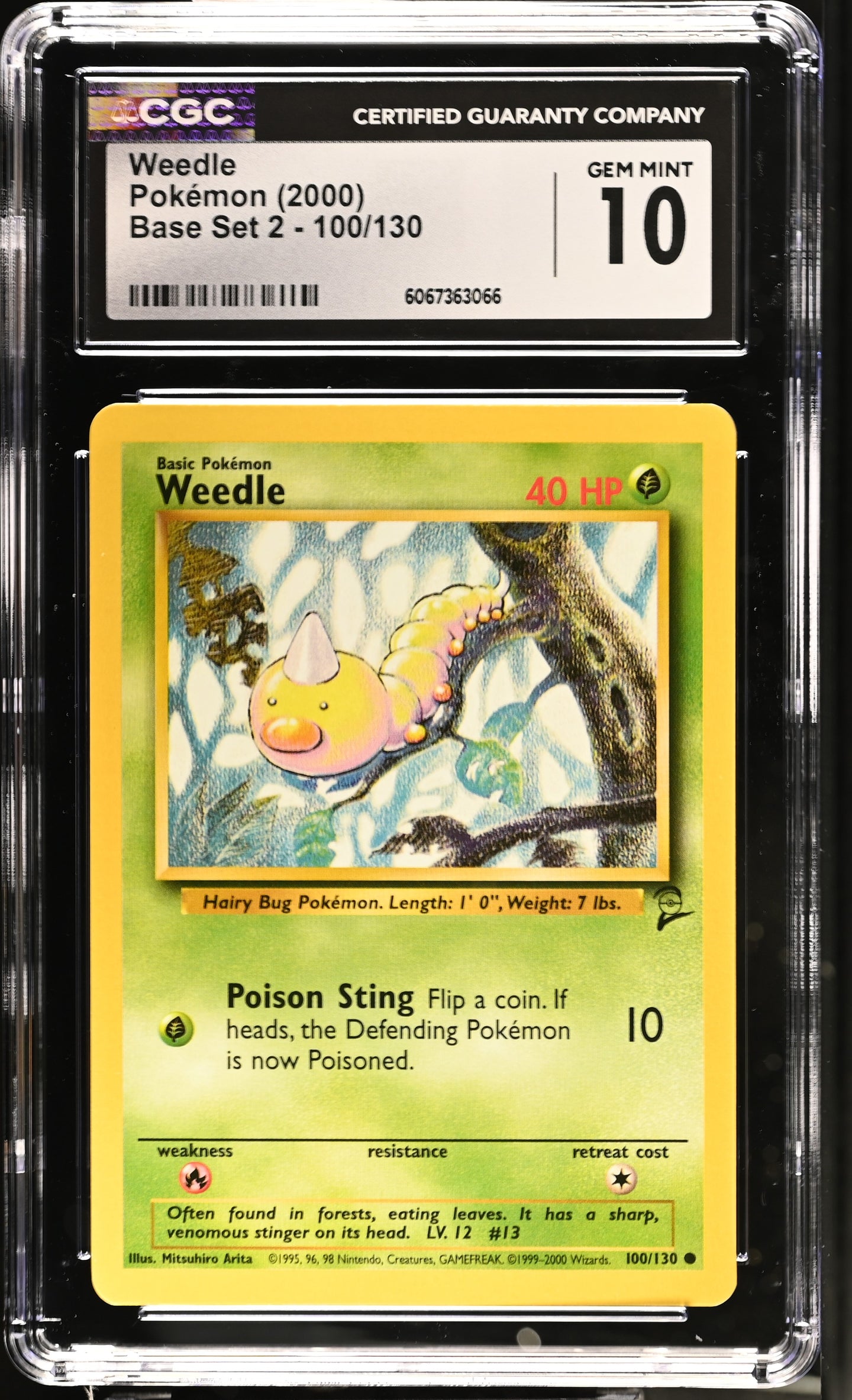 CGC GEM 10 Weedle Base 2 (Graded Card)