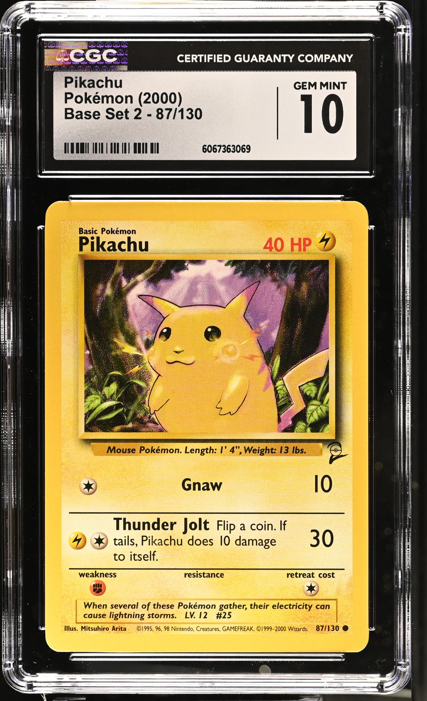CGC GEM 10 Pikachu Base 2 (Graded Card)