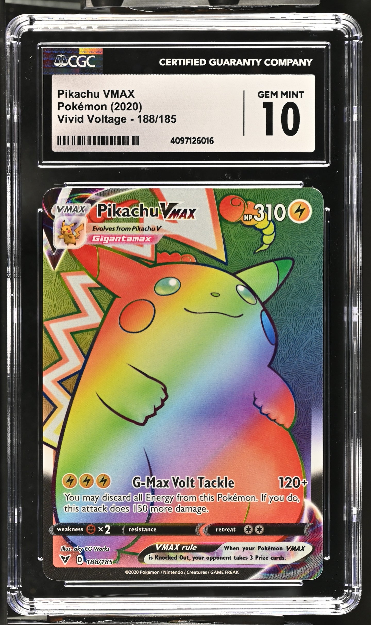 CGC GEM 10 Pikachu VMAX Rainbow Rare (Graded Card)