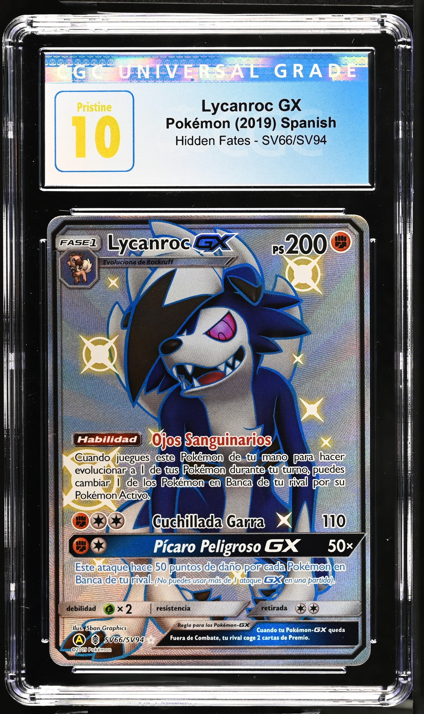 pokemon lycanroc gx card CGC PRISTINE 10 SPANISH Lycanroc GX Full Art Shiny (Graded Card) – Phurion