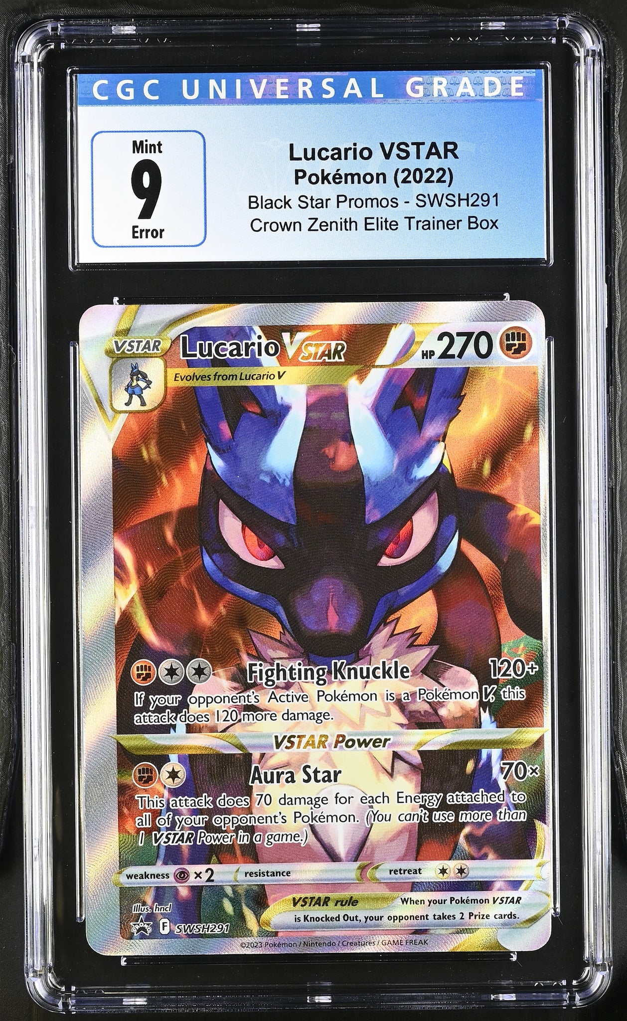 CGC 9 ERROR Lucario VSTAR Minor Miscut (Graded Card) Phurion CGC 9 ERROR Lucario VSTAR Minor Miscut (Graded Card) Phurion