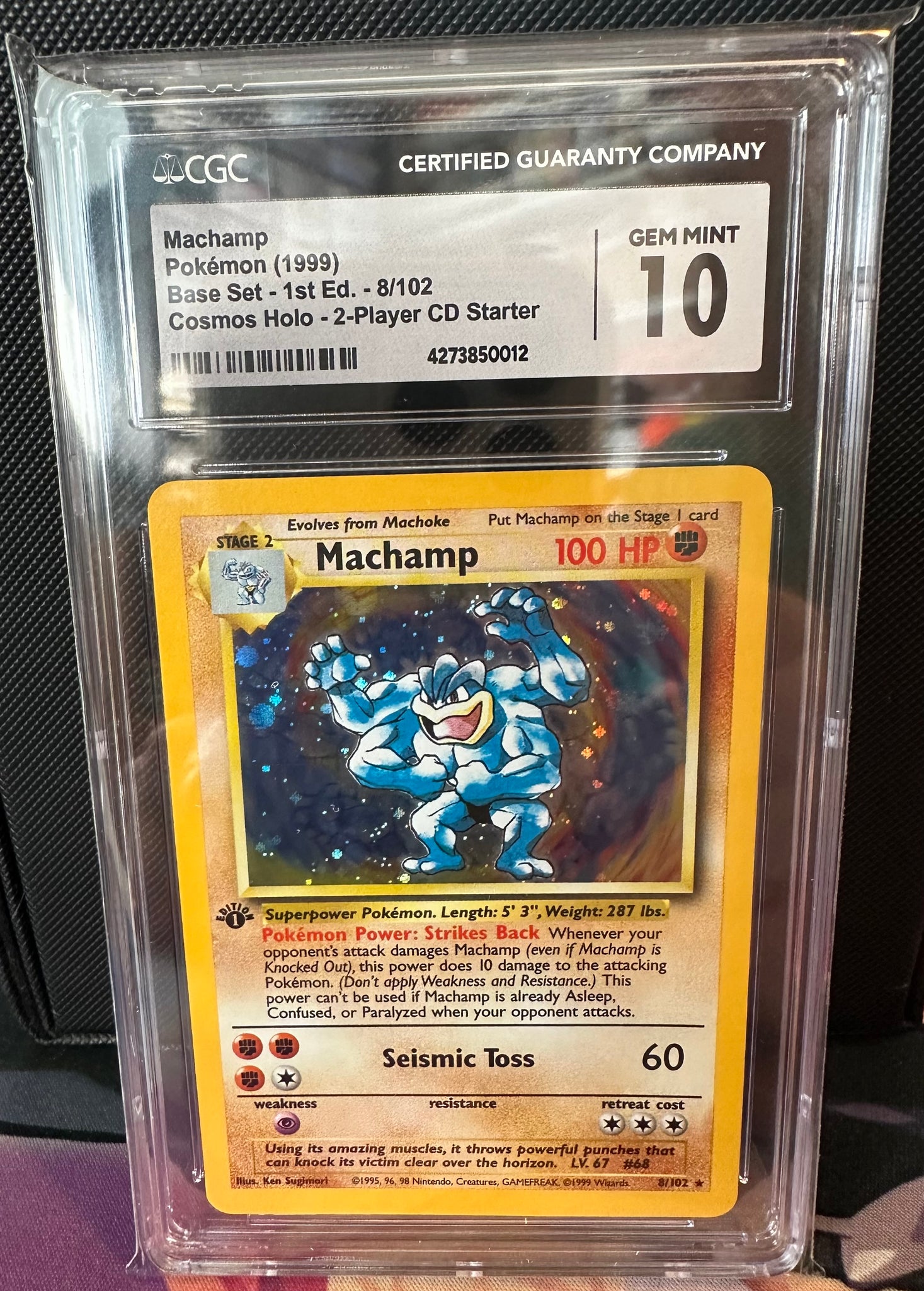 CGC 10 Machamp 1st Edition Cosmos Holo (Graded Card) Phurion CGC 10 Machamp 1st Edition Cosmos Holo (Graded Card) Phurion