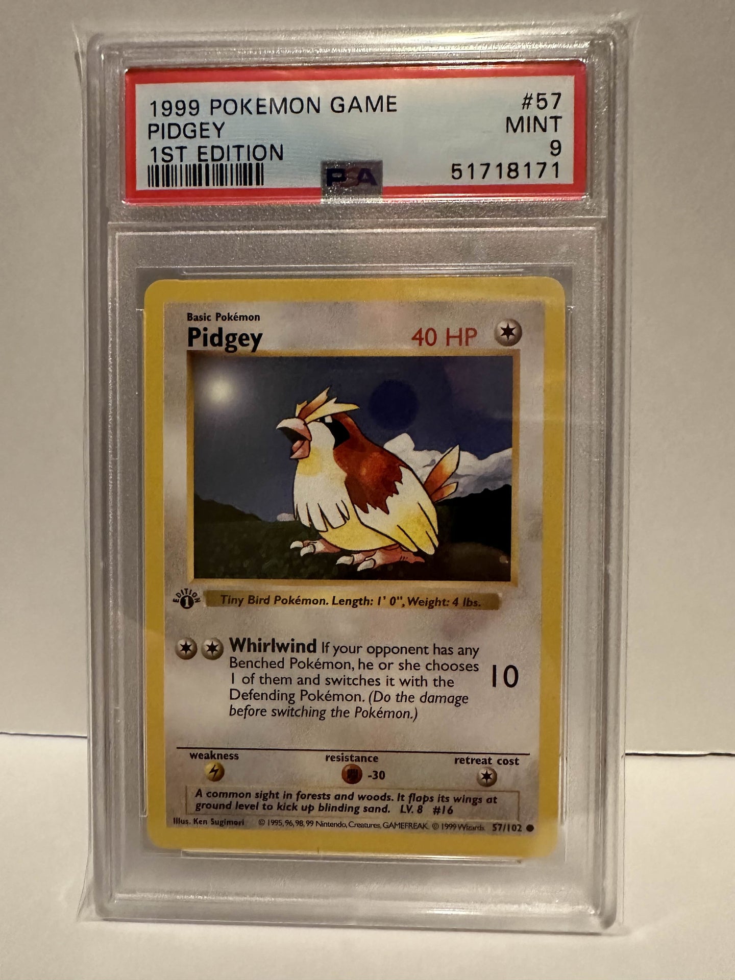 PSA 9 Pidgey Base Set 1st Edition (Graded Card)