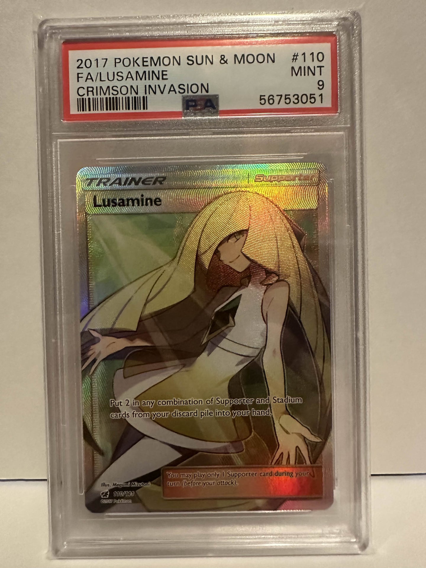 PSA 9 Lusamine Full Art Trainer (Graded Card)