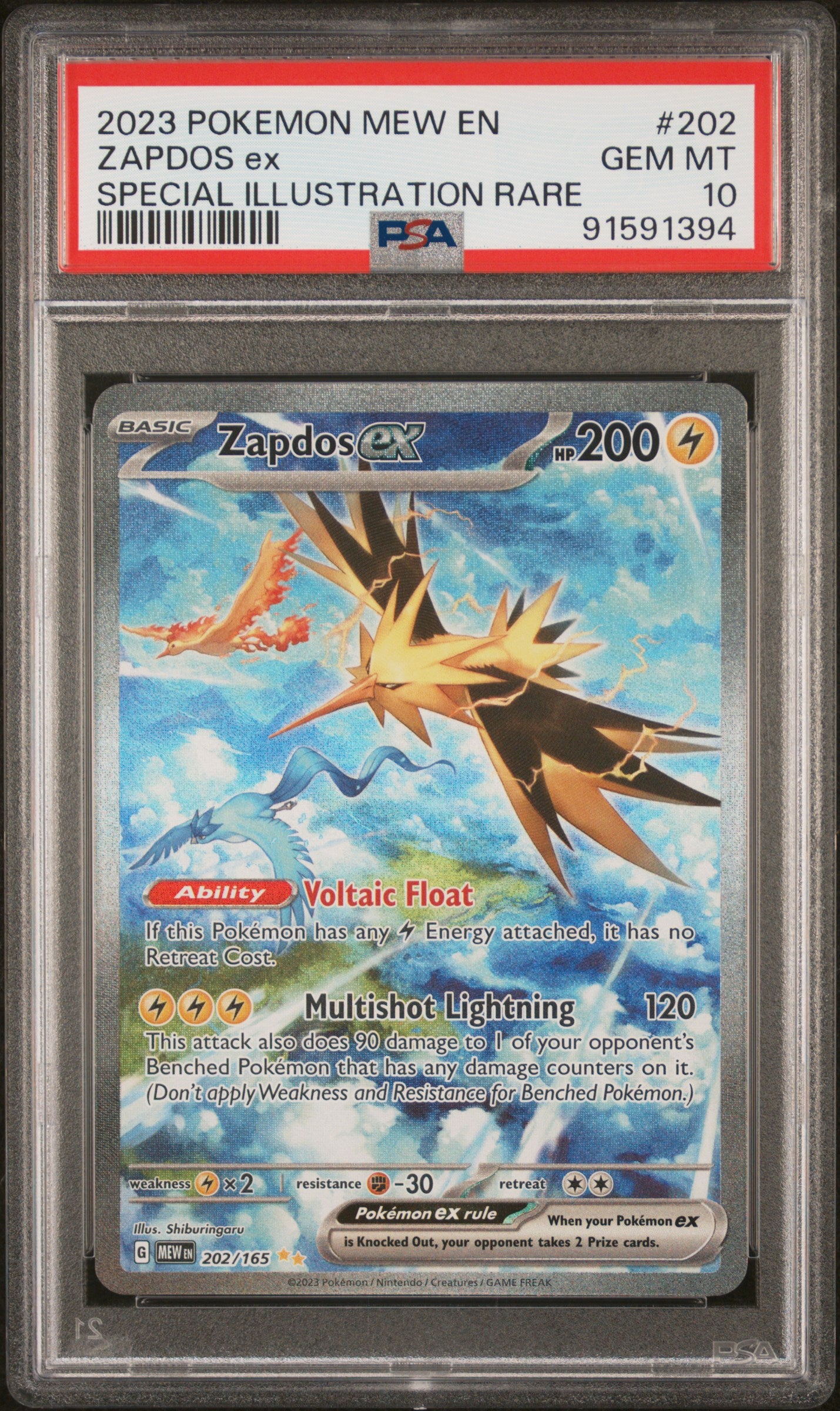 pokemon 151 graded cards PSA 10 Zapdos ex SAR (Graded Card) Finish:Shatter Foil Pokemon Sword & Shield Tarkir