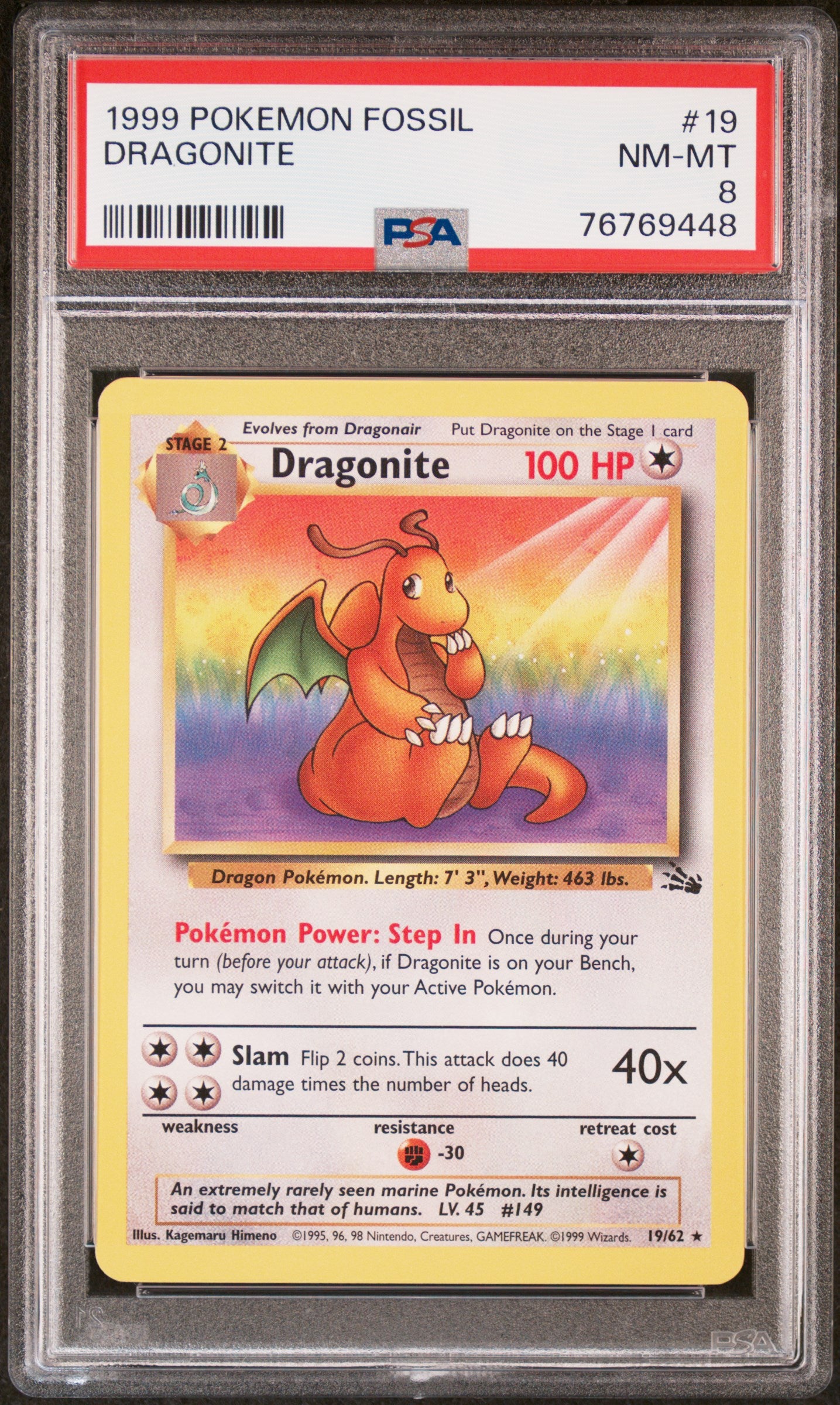 PSA 8 Dragonite Non Holo Rare (Graded Card)