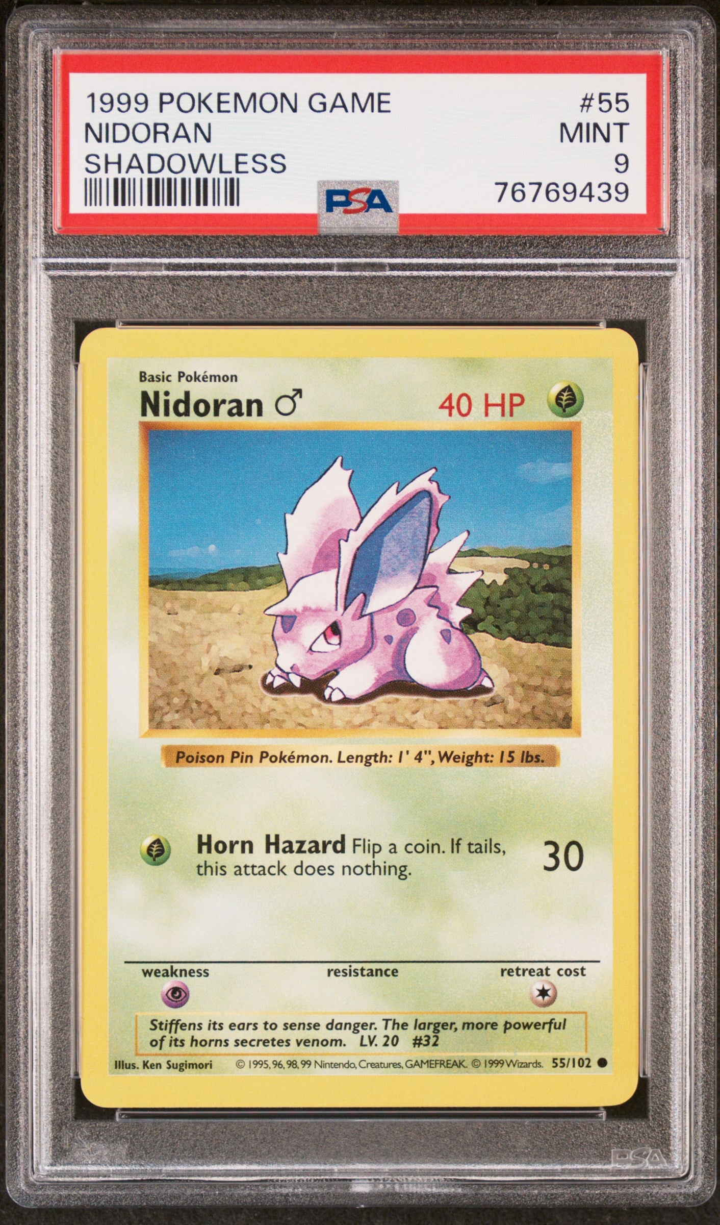 PSA 9 Nidoran M Shadowless (Graded Card)