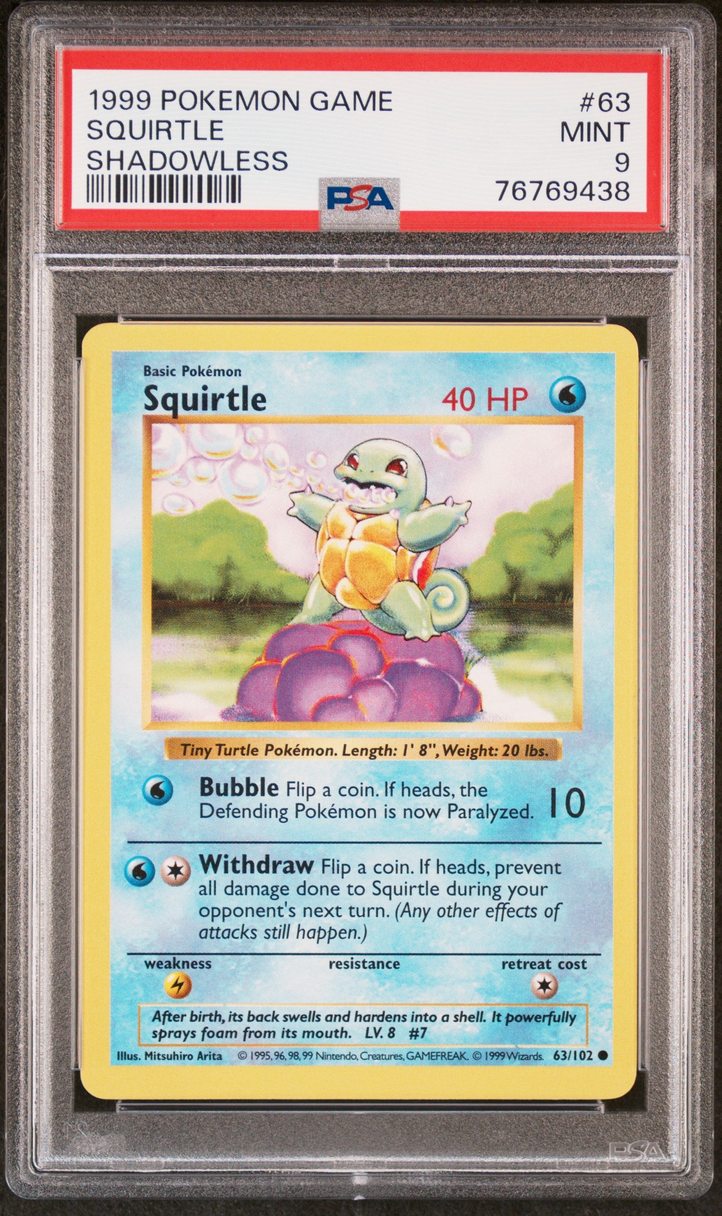 PSA 9 Squirtle Shadowless (Graded Card)
