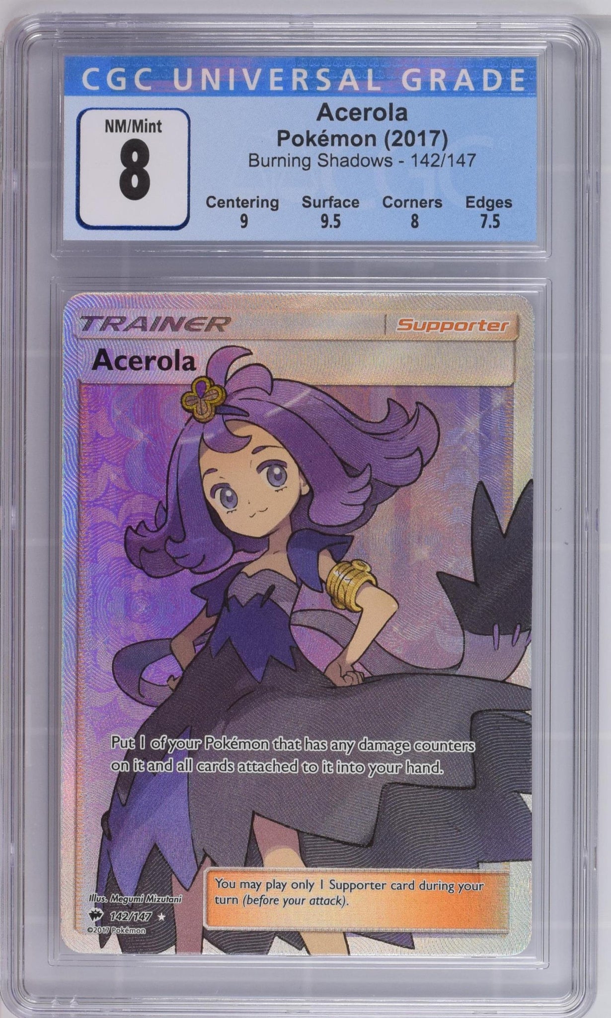 acerola pokemon card full art CGC 8 Acerola Full Art Trainer (Graded Card) – Phurion