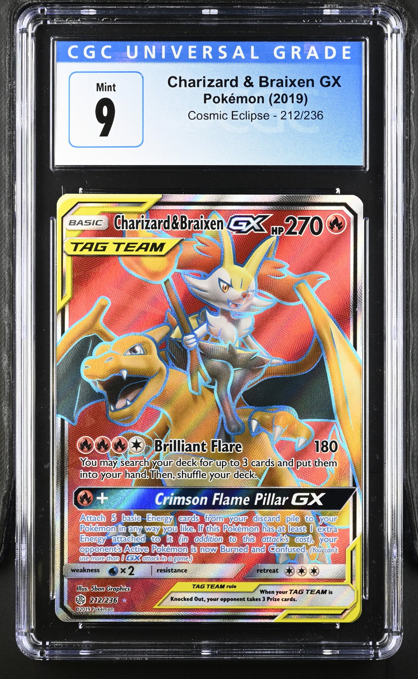 CGC 9 Charizard & Braixen GX Full Art (Graded Card) Phurion CGC 9 Charizard & Braixen GX Full Art (Graded Card) Phurion