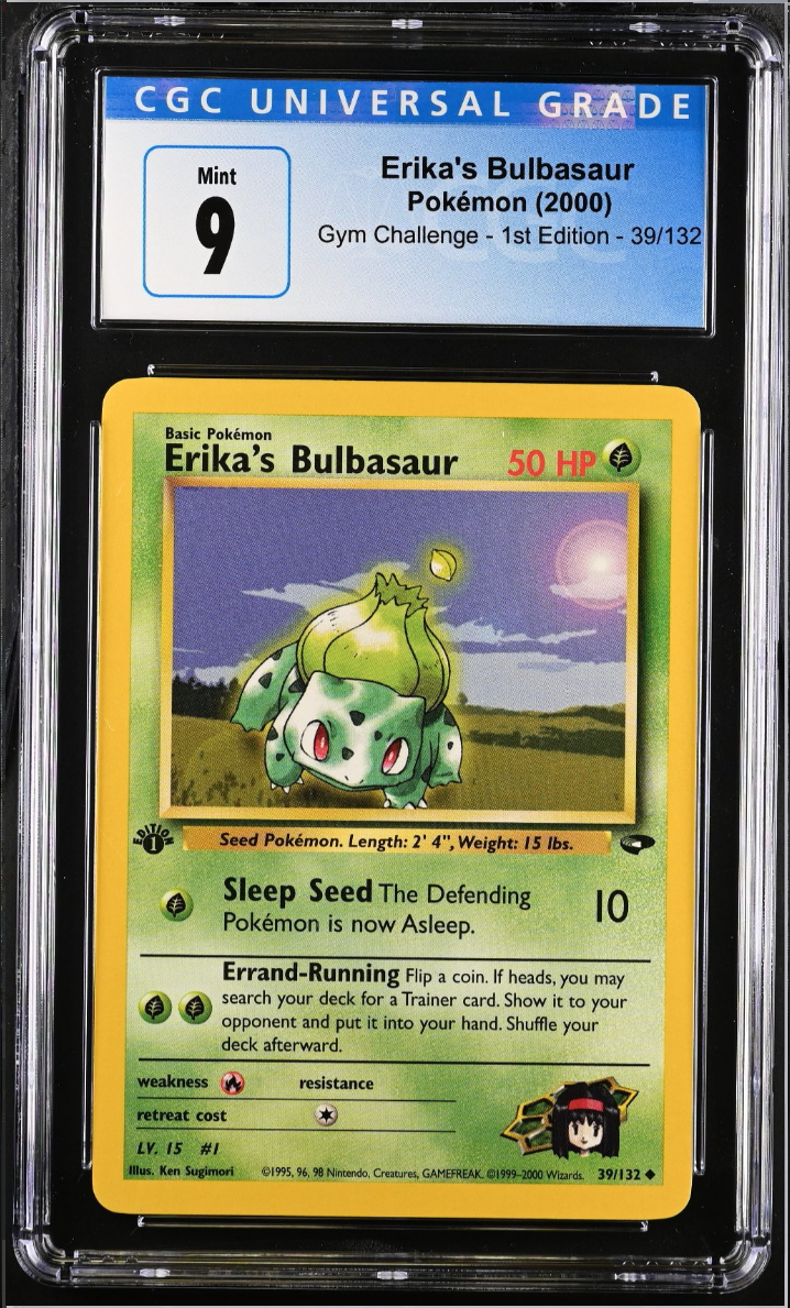 1999 bulbasaur pokemon card CGC 9 Erika's Bulbasaur 1st Edition (Graded Card) – Phurion