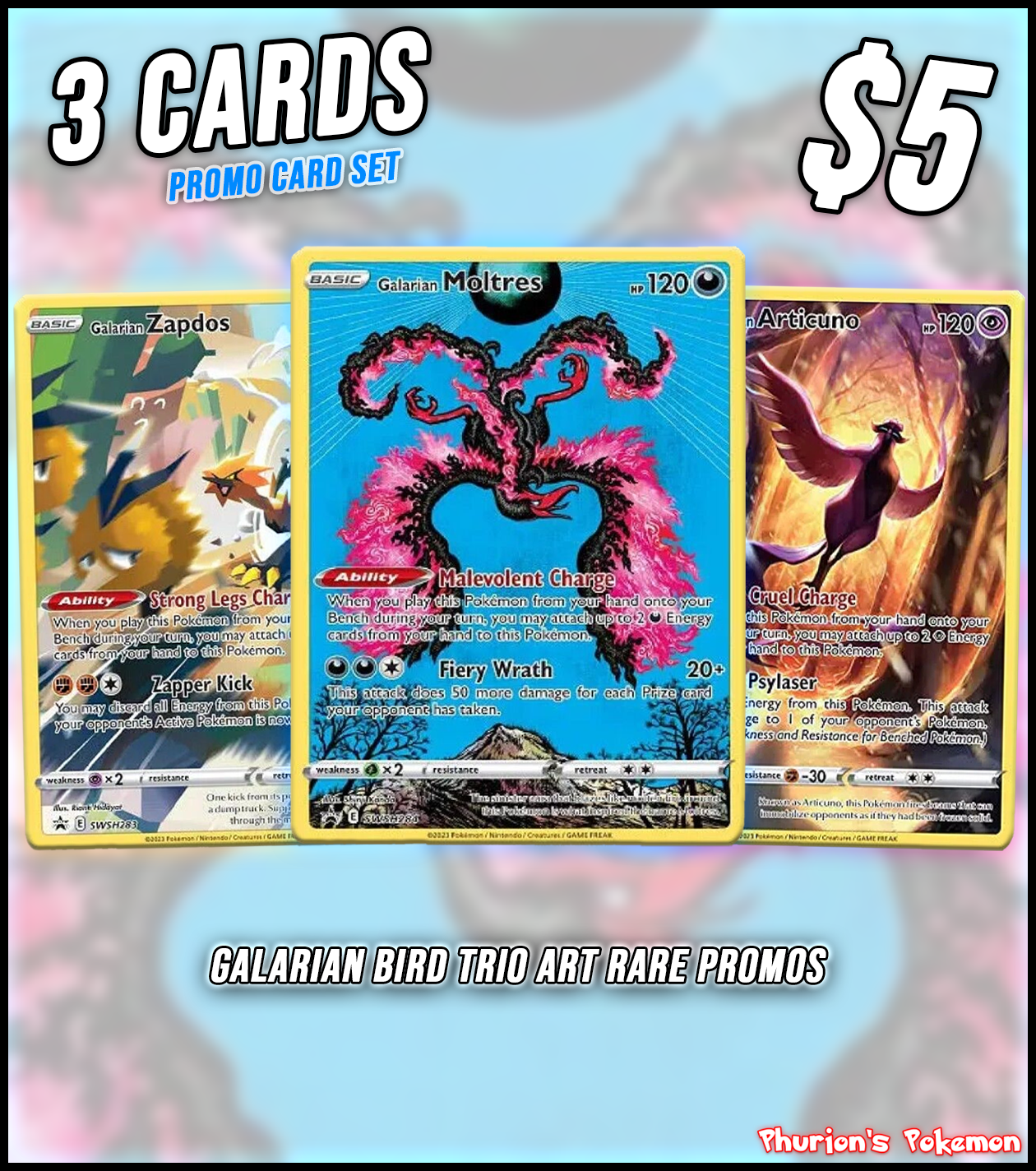 Galarian Bird Trio Art Rare Promo Card Bundle (Singles) (Promos) Phurion Galarian Bird Trio Art Rare Promo Card Bundle (Singles) (Promos) Phurion