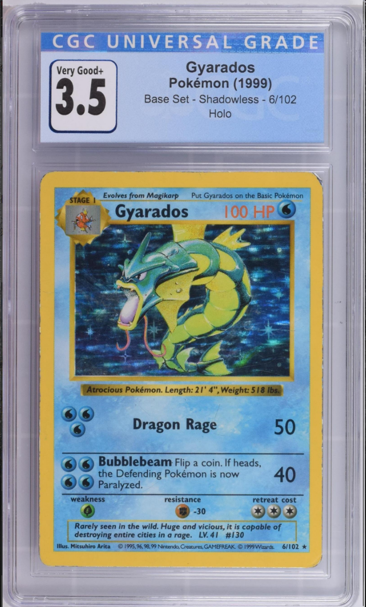 graded gyarados card CGC 3.5 Shadowless Gyarados Holo (Graded Card)