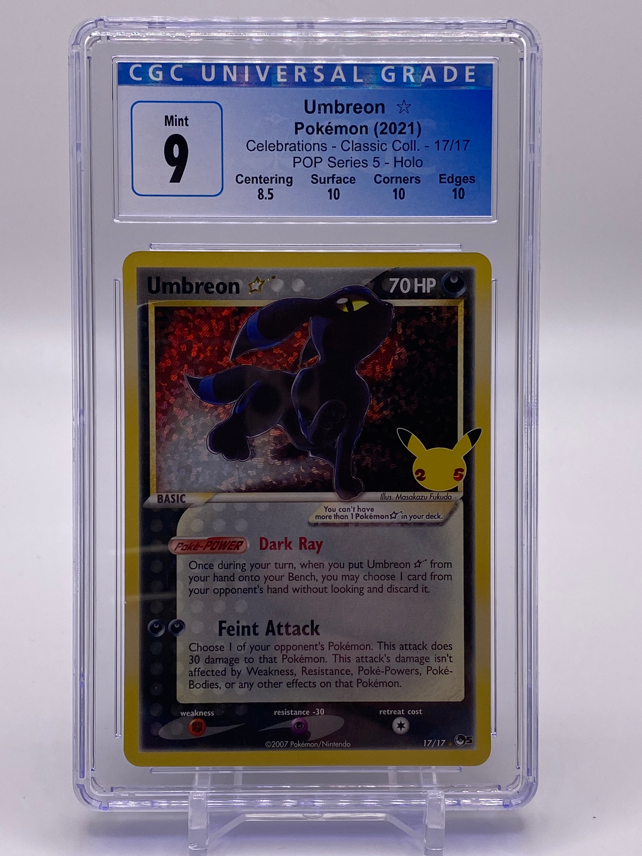 umbreon gold star pokemon card CGC 9 (Graded Card) – Phurion Product:Single Pack POWER — Dark Ray The Pokemon Company International trib