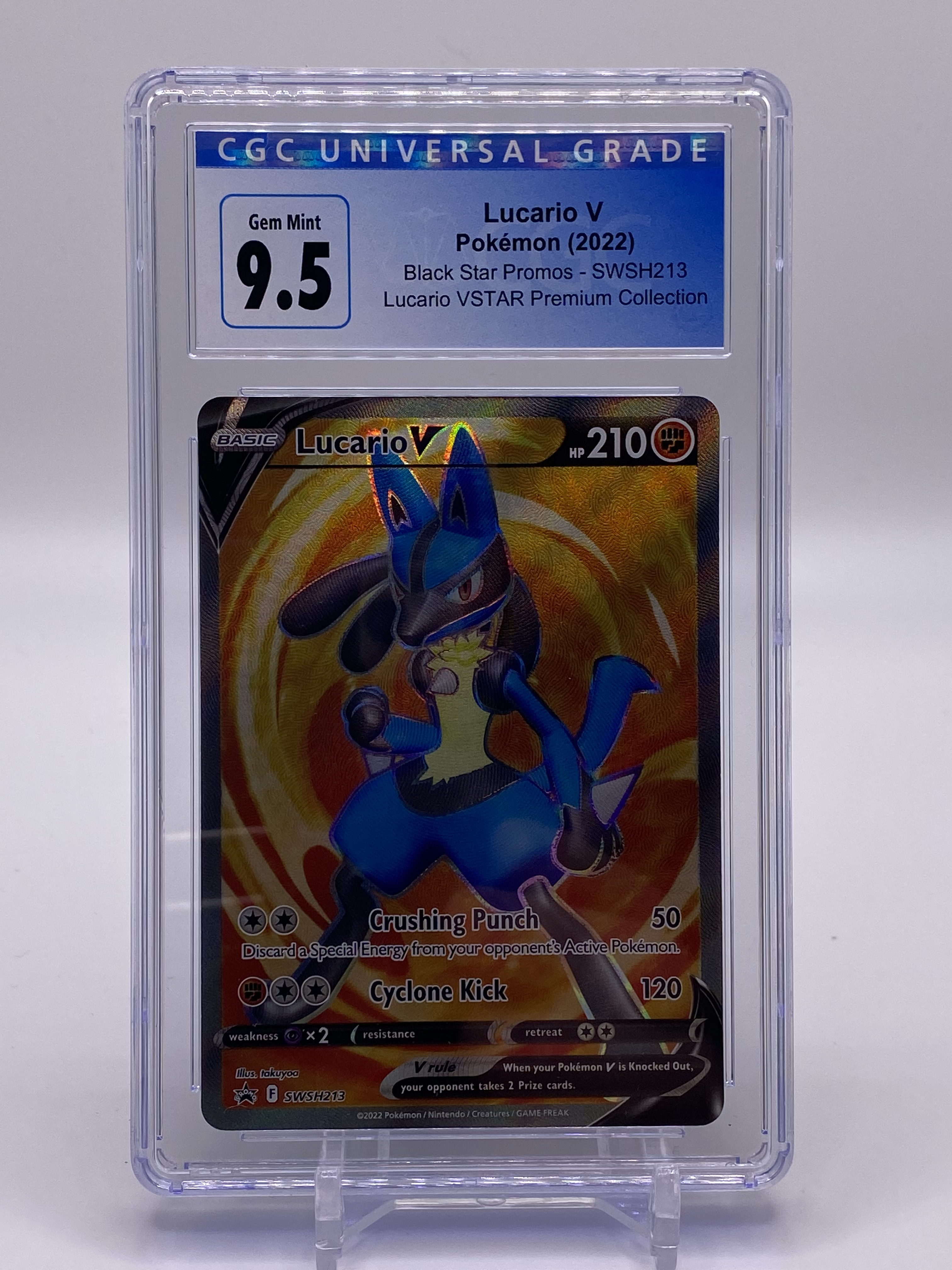 lucario v pokemon card CGC 9.5 Full Art (Graded Card) – Phurion Bundle / ETB / Trove Fighting / 210 / OPTIONS:TRIPLE THE ODDS AT PONCHO (1/1000 to now 3/1000) + PSA 10 GUARANTEED BEST NON EX CARD